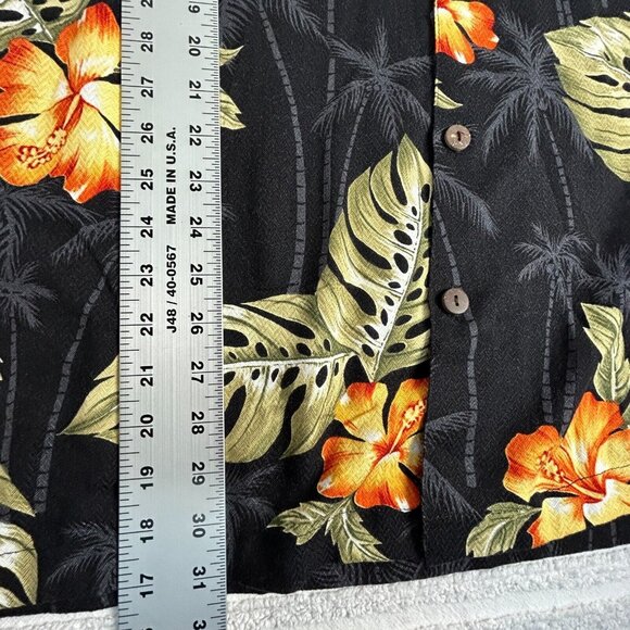 Koko Island Palm Trees Floral Hawaiian Shirt Large Black Button Up Short Sleeve - Picture 6 of 6